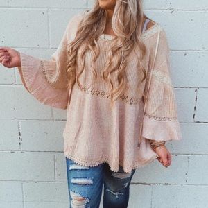 NEW - Blush Belle Sleeved Sweater with Lace Detail